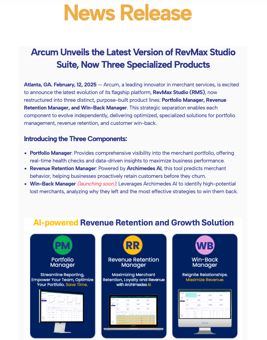 Press Release: Arcum Unveils the Latest Version of Rev Max Studio Suite, Now Three Specialized Products